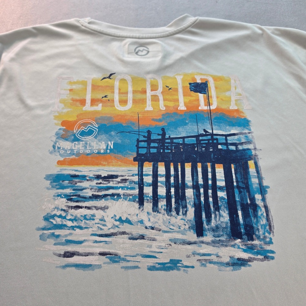 Magellan Outdoors Fish Gear Florida Pier Graphic Long Sleeve Shirt Gray Mens 3XL